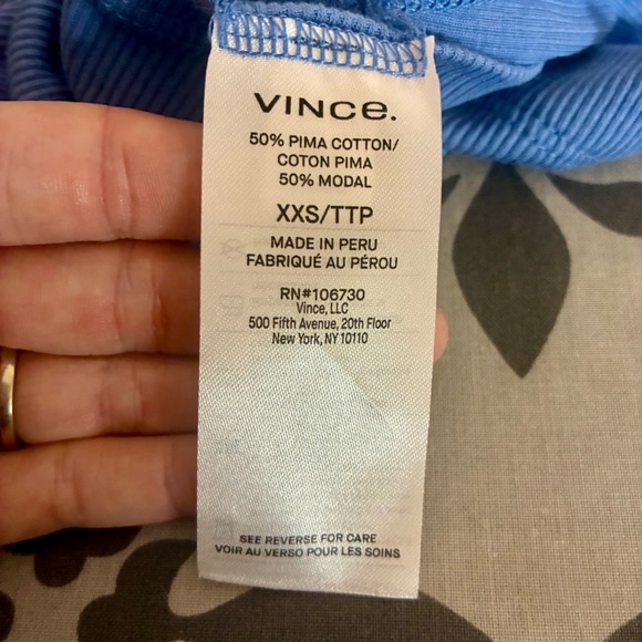 Vince Blue Ribbed Tank Top - Picture 9 of 10